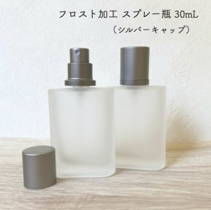 【フロスト加工 スプレー瓶】30ml シルバーキャップ ホワイト 香水 アトマイザー スプレーボトル コロン 詰替 容器 アロマ ミスト シンプ