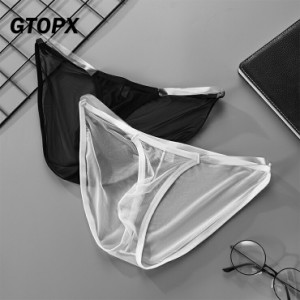 GTOPX MESH BIKINI 超薄型 メンズ ポーチ 透明ウェスト セクシー メッシュ下着 ローライズ ストレッチ 吸水速乾 柔らかい 通気性 ブリー