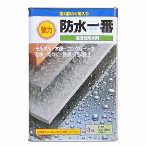 【14時迄当日出荷】 日本特殊塗料:強力防水一番 3kg クリヤー 4935185016323 防水 防カビ 浸透性 シリコン コンクリート モルタル 