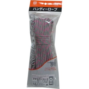 まつうら工業:PPカラーコード (ロープ) 5mm×10m 灰色+ピンク 4984834189253 カラーコード 組紐(8打ち) インテリア手芸用ロープ 