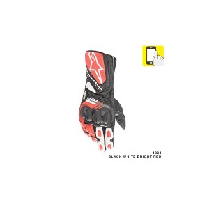 アルパインスターズ:SP8 v3 LEATHER GLOVE 1304 BLACK WHITE BRIGHT RED L - alpinestars アルパインスターズグローブ春夏秋 グローブ 