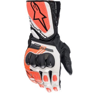 アルパインスターズ:SP8 v3 LEATHER GLOVE 1231 BLACK WHITE RED FLUO M - アルパインスターズ SP-8 V3 グローブ 