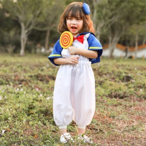 ハロウイン衣装 子供 ベビー服 ダック風 4点セット コスチュームセーラー服 アヒル ダック衣装 ロンパース ハロウィーン仮装 ブルーダッ