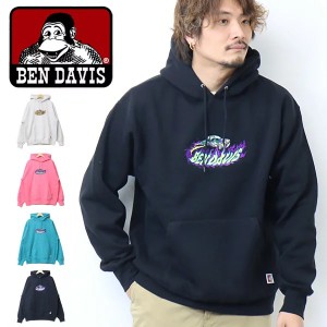 BEN DAVIS ベンデイビス ファイヤーロゴ刺繍 スウェットパーカー 裏起毛 メンズ レディース ユニセックス ビッグシルエット プルパーカー