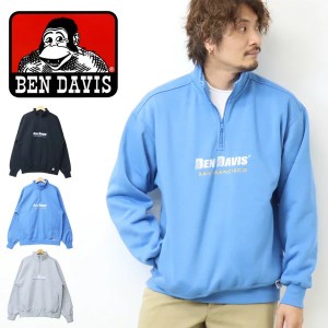 BEN DAVIS ベンデイビス ハーフジップ スウェットシャツ 裏起毛 バックプリント トレーナー メンズ レディース ユニセックス ビッグシル