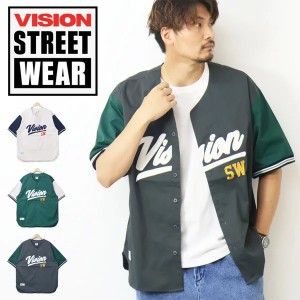 SALE セール VISION STREET WEAR ビジョンストリートウェアー リブライン ベースボールシャツ ビッグシルエット メンズ レディース ユニ