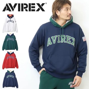 SALE セール AVIREX アヴィレックス アーチロゴ スウェットパーカー 裏毛 フーディー ライトアウター プルパーカー メンズ アビレックス 