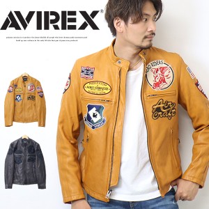 AVIREX アヴィレックス パッチド ライダースジャケット レザージャケット 革ジャン メンズ ライトアウター シングル アビレックス 送料無