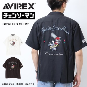 AVIREX チェンソーマン ONE MADE コラボ ボーリングシャツ 半袖シャツ 開襟シャツ メンズ レディース ユニセックス オープンカラーシャツ