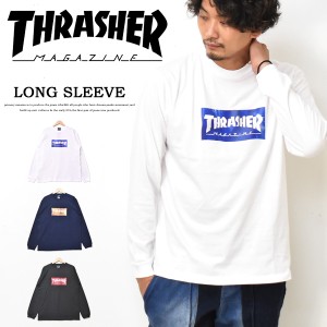 SALE セール THRASHER スラッシャーボックスロゴプリント 長袖 Tシャツ ロゴTシャツ長T ロンＴ カットソーメンズ レディース ユニセック