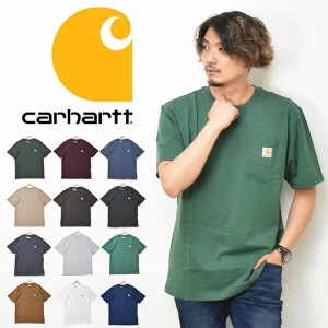 Carhartt カーハート 胸ポケット 半袖Tシャツ ワンポイント 半T メンズ レディース ユニセックス  クルーネック 定番 K87