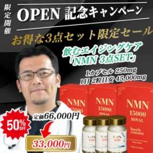 オープン記念お得な3点セット 50％OFF(半額) セール.  ハッスルコミット(hustle commit) NMN 15000 ROYAL 1粒 250mg  130粒 45000mg 高純