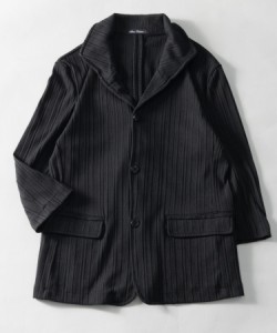 ランダムテレコ ワイヤーイタリアンカラー 7分袖テーラードジャケット