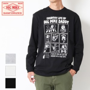 BIG MIKE ビックマイク ニュー オジサン コミック L/S Tシャツ [Lot/102338302] メンズ 長袖 ロンT ホワイト 白 ブラック 黒 グレー シン