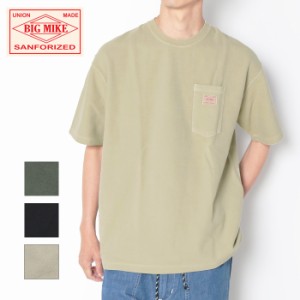 BIG MIKE ビッグマイク ピグメント 鹿の子 S/S Tシャツ 102428710 半袖 メンズ アメカジ ヴィンテージ ブラック サンド オリーブ ピグメ