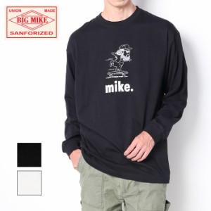 BIG MIKE ビッグマイク スケート オジサン 長袖 プリント Tシャツ 102438383 ユニセックス メンズ ロンT プリントTシャツ キャラクター 