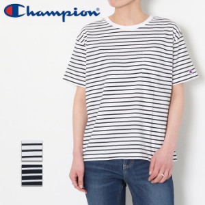 Champion チャンピオン ウィメンズ ボーダーショートスリーブ ポケット Tシャツ ［Lot/CW-X343］半袖 トップス tシャツ Tシャツ レディー