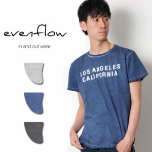 【40％OFF】EVEN FLOW イーブンフロウ イーブンフロー 半袖 Tシャツ ヴィンテージ  ロゴ ピグメント加工 プリントTプリント [Lot/EF-806]