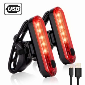 自転車 テールライト、2 個入　超高輝度防水USB充電式 50ルーメンLED、安全なテールランプはロードバイク、ヘルメットに適応可能