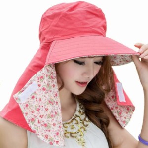 日よけ帽子 レディース　日焼け防止 アウトドア　日よけカバー 　紫外線対策 リバーシブル 綿