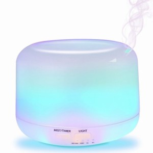 在庫処分！送料無料 アロマディフューザー 加湿器 超音波式 卓上加湿器 LEDライト付き 安全性高い 空焚き防止機能 300ml ホワイトざいこ