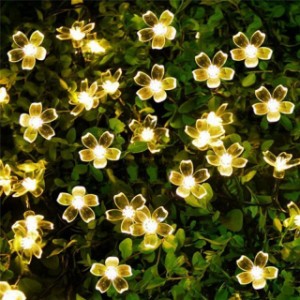 ソーラー LED ストリングライト イルミネーションライト 11M 60電球 桜の花 ソーラー太陽充電 8モード IP65防水 夜間自動点灯 クリスマス