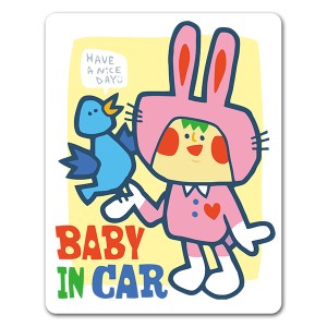 車マグネットステッカー ゆうパケット対応210円〜赤ちゃん着ぐるみ うさぎ BABY IN CAR ベビーインカー ベイビーインカー