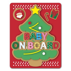 車マグネットステッカー ゆうパケット対応210円〜クリスマス ハンドメイド風クリスマスツリー BABY ON BOARD ベビーオンボード ベイビー