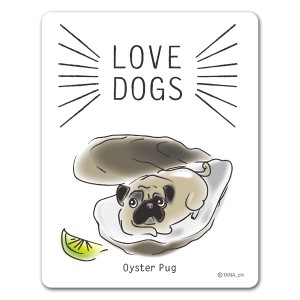 マグネットステッカー ゆうパケット対応210円〜LOVEDOGS Oyster Pug 犬好き オイスターパグ