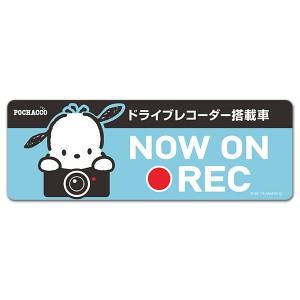 車マグネットステッカー ゆうパケット対応210円〜ポチャッコ ドラレコステッカー ドライブレコーダー搭載車 NOW ON REC スリム型