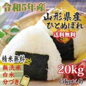 米 お米 20kg （5kg袋×4) ひとめぼれ 玄米 令和5年度 山形県産 送料無料 白米・無洗米・分づき