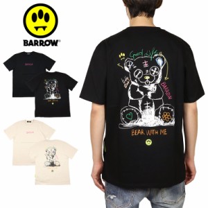 バロー Tシャツ BARROW 半袖 トップス メンズ レディース ブランド 大きいサイズ おしゃれ 黒 綿100% バックプリント ストリート 050