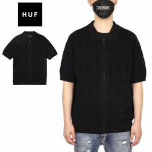 HUF Tシャツ ハフ サマーニットシャツ トップス ジップアップ メンズ レディース ブランド 大きいサイズ おしゃれ おすすめ 人気 黒 スケ