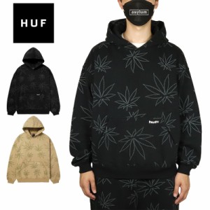 HUF プルオーバーパーカー ハフ フーディー セットアップ 対応 メンズ レディース ブランド 大きいサイズ おしゃれ 人気 黒 裏起毛