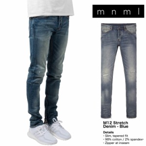 mnml ミニマル M12 STRETCH DENIM BLUE 春夏秋冬 裾ジップデニムパンツ インディゴ 28 29 30 31 32 34 36 38