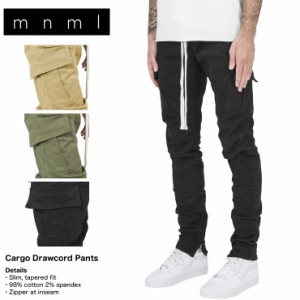 mnml ミニマル カーゴパンツ スキニー スリム CARGO DRAWCORD PANTS 裾ジップ カーキ オリーブ ブラック XS S M L XL