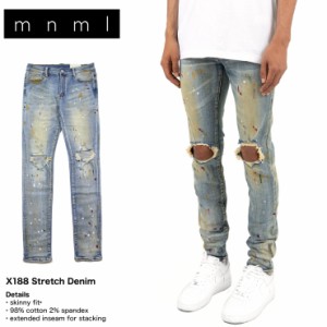 mnml ミニマル デニムパンツ スキニー スキニージーンズ ストレッチ X188 STRETCH DENIM ブルー 28 29 30 32 34 36 38