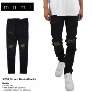 mnml ミニマル デニム スキニー ジーンズ ストレッチ X204 STRETCH DENIM ブラック 28 29 30 32 34 36 38