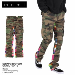 mnml パンツ ミニマル フレアパンツ カーゴパンツ ブーツカット メンズ ブランド 大きいサイズ 迷彩 カモ おしゃれ SERAPE BOOTCUT CARGO