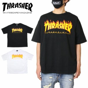 スラッシャー THRASHER Tシャツ 半袖Tシャツ 半袖 FLAME BIG SILHOUETTE S/S TEE TH91130BS ブラック ホワイト