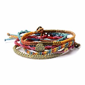 wakami ワカミ ブレスレット earth bracelet 7strand Antigua アンティグア ワックスコード ビーズ メタルビーズ FREE フリーサイズ アー