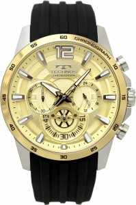 [TECHNOS] テクノス 時計 腕時計 T8B79GC ＜ クロノグラフ 10気圧防水 メンズ ブラック ゴールド ＞