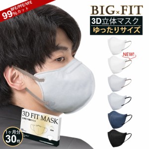 マスク 大きめ 立体型 3Dマスク 立体 メンズ 不織布 マスク バイカラー  大きいサイズ 男性用 個包装 30枚 使い捨てマスク 息しやすい グ
