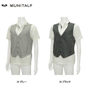 ムニタルプ MUNITALP メンズ 春夏 UVケア 接触冷感 重ね着風 半袖シャツ