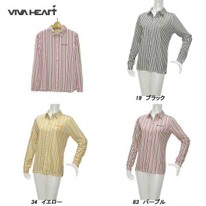 ビバハート VIVA HEART レディース 春夏 吸水速乾 UVカット マルチストライプ 長袖シャツ