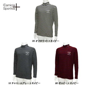 Camicia Sportiva + カミーチャ スポルティーバプラス 秋冬 染め分け起毛ボーダー 長袖モックネックシャツ