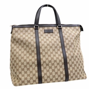 美品 グッチ GGキャンバス トートバッグ レディース ベージュ ハンドバッグ レザー 449170 GUCCI