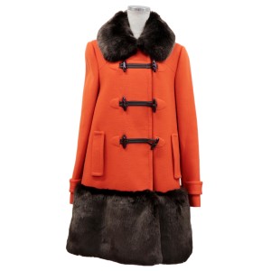 美品 ケイトスペード FLORENCE BROADHURST ALLIE COAT ダッフル コート レディース ウール オレンジ 4 フェイクファー Kate Spade