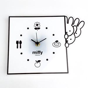 ミッフィー グッズ MIFFY インテリアクロック のぞき WH モノクロ 時計(PWOR)(PWD)