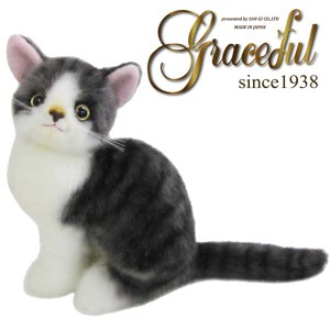 取寄品：３週間前後 ハチワレ (猫・ネコ・ねこ) 座り I-6851 ぬいぐるみ 日本製 手作り グレイスフル